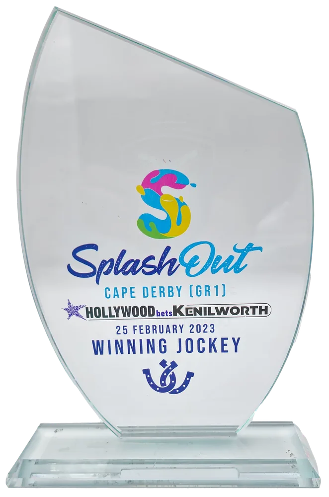 Branded glass trophy